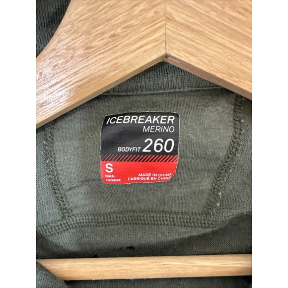 Icebreaker Merino Wool 260 Quarter Zip Pullover Mens S Green Bodyfit Outdoors * - Picture 10 of 11